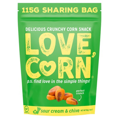 LOVE CORN Sour Cream & Chive Crunchy Corn 115g (Pack of 3)