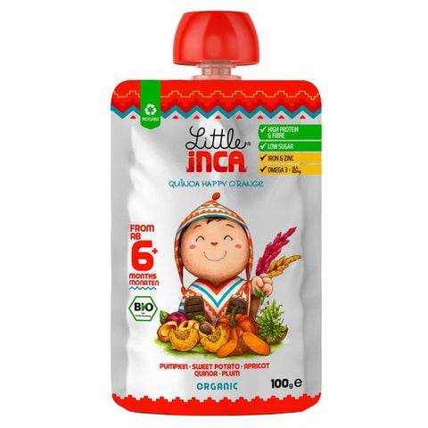 Little Inca Quinoa Happy Orange Baby Food Pouch 6 months+ 100g (Pack of 2)