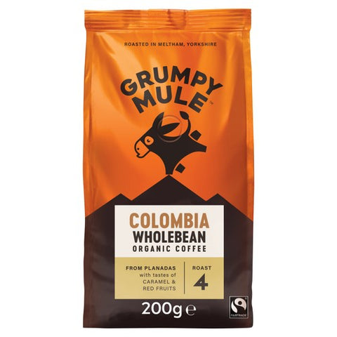 Grumpy Mule Colombia Organic Coffee Beans 200g (Pack of 2)