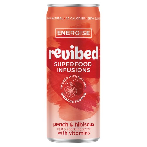 Revibed Energise Peach and Hibiscus Lightly Sparkling Water 250ml (Pack of 6)