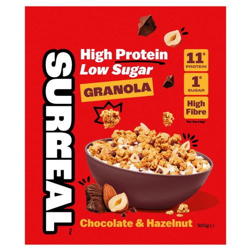 Surreal High Protein Low Sugar Chocolate Hazelnut Granola 300g (Pack of 3)