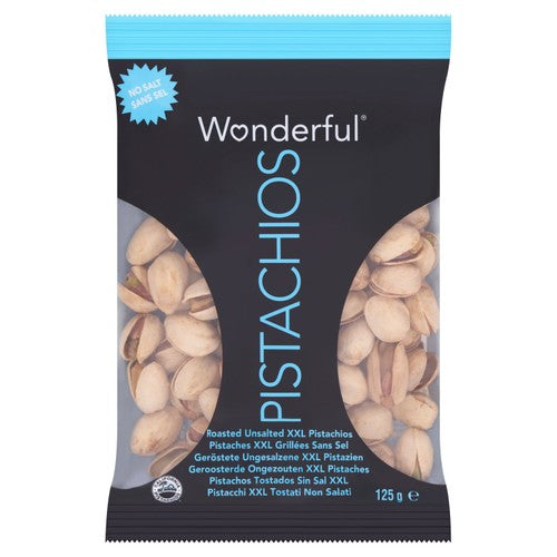 Wonderful Pistachios Roasted No Salt 125g (Pack of 3)