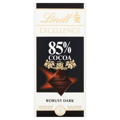 Lindt Excellence 85% Cocoa Dark Chocolate Bar 100g (Pack of 3)