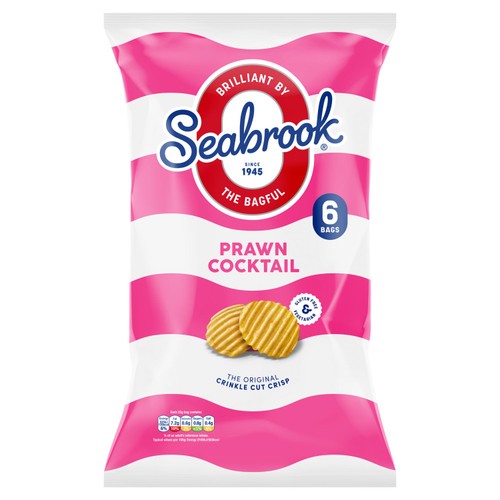 Seabrook Crinkle Cut Prawn Crisps 6 x 25g (Pack of 3)
