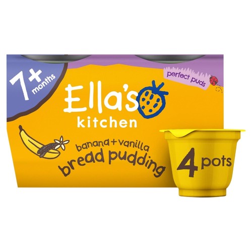 Ella's Kitchen Organic Banana Bread Pudding 7m+, 4 x 80g (Pack 2)
