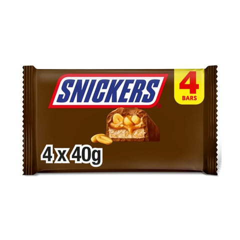 Snickers Caramel Nougat Peanuts Milk Chocolate Multipack 4 x 40g (Pack 3)