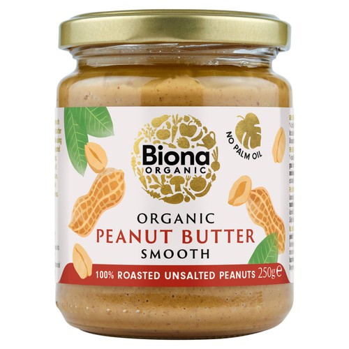 Biona Organic Peanut Butter Smooth (free from Palm Fat) 250g (Pack of 2)