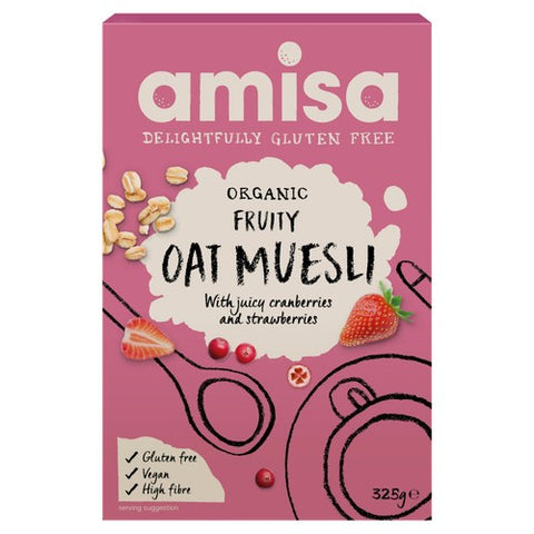 Amisa Organic Gluten Free Fruity Oat Muesli 325g (Pack of 3)