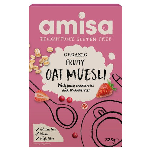 Amisa Organic Gluten Free Fruity Oat Muesli 325g (Pack of 3)