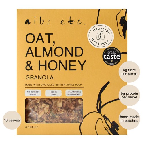 nibs etc. Oat, Almond & Honey Granola 450g (Pack of 3)