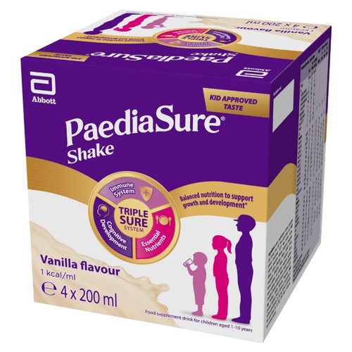 PaediaSure Shake Vanilla Drink, 1-10 Yrs Multipack 4 x 200ml (Pack 2)