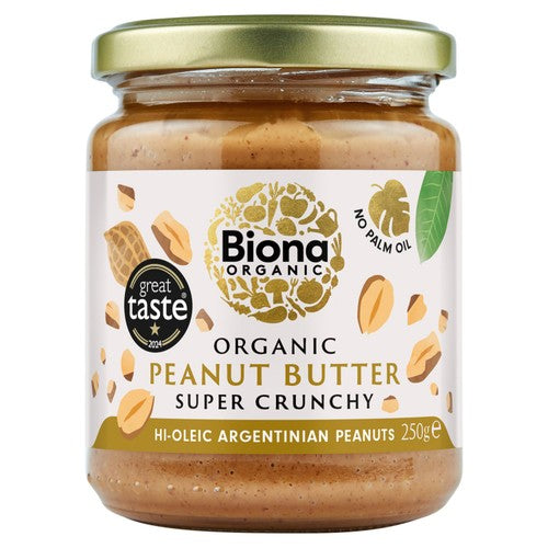 Biona Organic Hi Oleic Super Crunchy Peanut Butter 250g (Pack of 2)