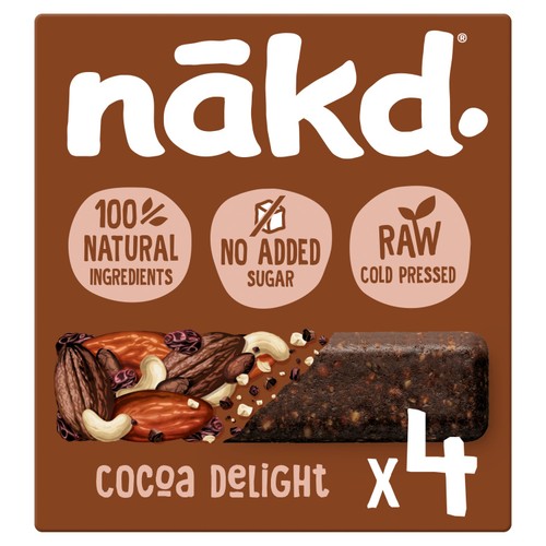 nakd. Cocoa Delight Fruit & Nut Bars Multipack 4 x 35g (Pack of 3)