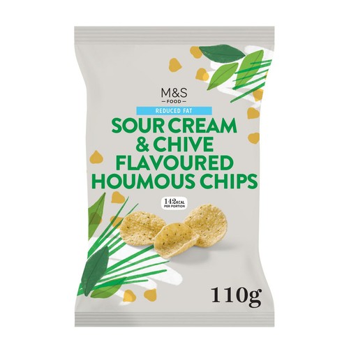 M&S Sour Cream & Chive Flavour Houmous Chips 110g (Pack of 3)