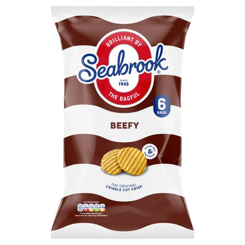Seabrook Crinkle Cut Beefy Crisps 6 x 25g (Pack of 3)