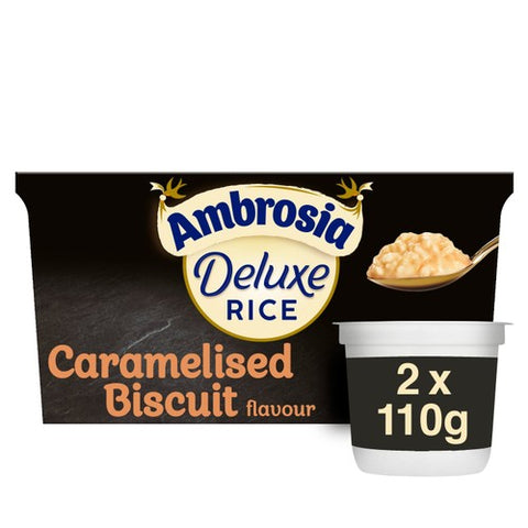 Ambrosia Deluxe Rice Pudding Caramelised Biscuit Pots 2 x 110g (Pack of 2)