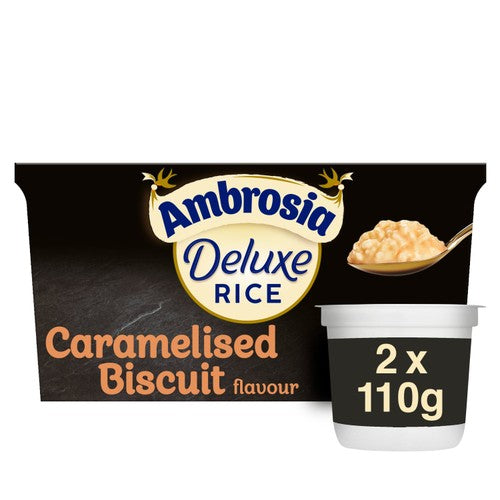 Ambrosia Deluxe Rice Pudding Caramelised Biscuit Pots 2 x 110g (Pack of 2)