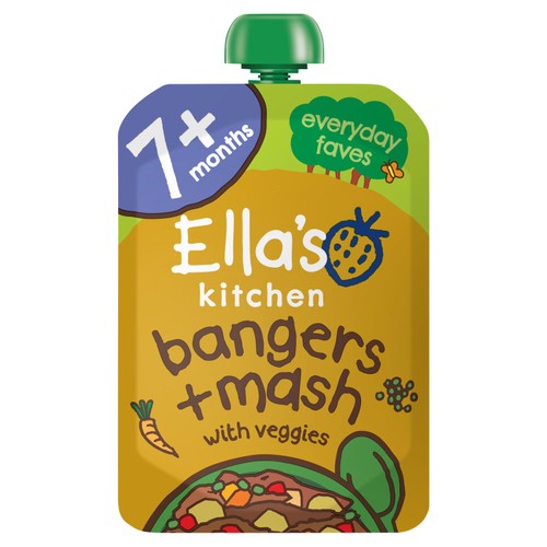 Ella's Kitchen Pork Bangers & Mash Baby Food Pouch 7+ Months 130g (Pack of 2)