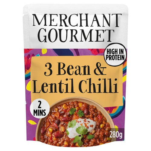 Merchant Gourmet - 3 Bean & Lentil Chilli 280g (Pack of 2)