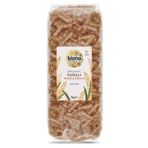 Biona Organic Whole Wheat Fusilli Pasta 1kg (Pack of 2)