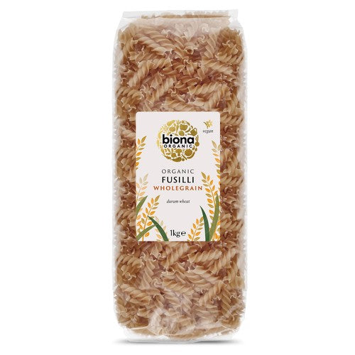 Biona Organic Whole Wheat Fusilli Pasta 1kg (Pack of 2)