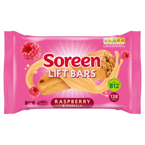 Soreen Lift Bars Raspberry and Vanilla 4 x 42g (Pack of 3)
