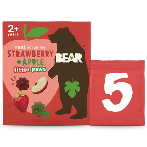BEAR Paws Fruit Shapes Strawberry & Apple 2+ years Multipack 5 x 20g (Pack of 3)