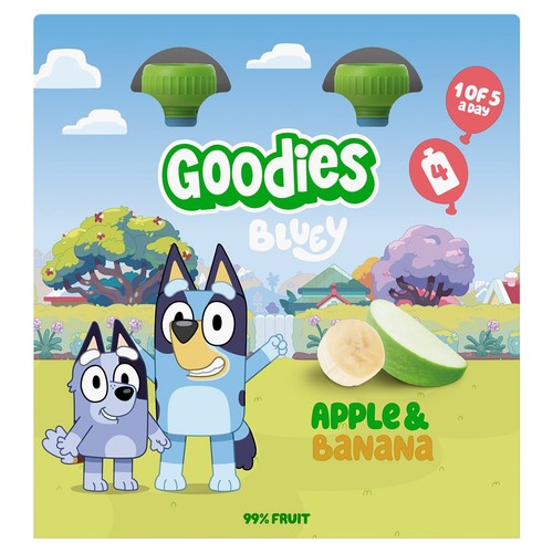 Goodies BLUEY Apple Banana Smoothie Fruit Pouch Multipack 4 x 100g (Pack 3)