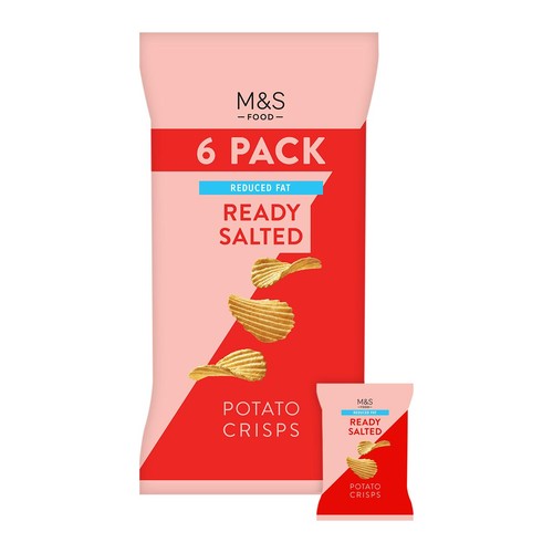 M&S Reduced Fat Ready Salted Crisps Multipack 6 x 25g (Pack of 3)