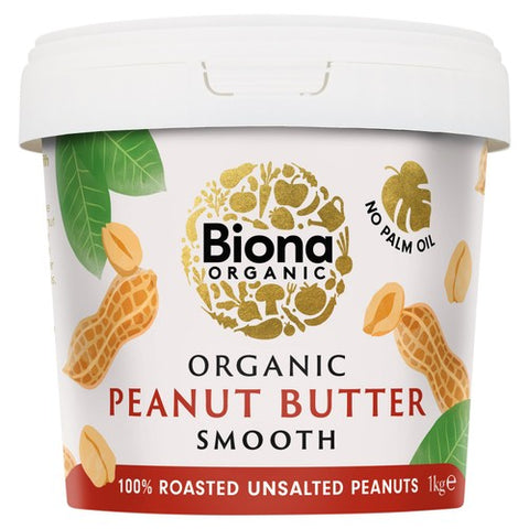 Biona Organic Peanut Butter Smooth 1kg (Pack of 2)