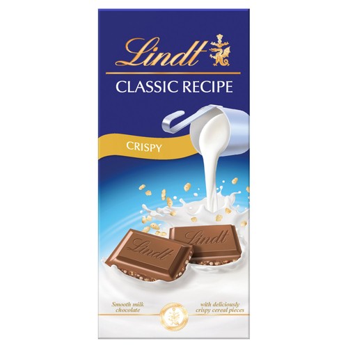 Lindt Classic Recipe Crispy Milk Chocolate Bar 100g (Pack of 3)
