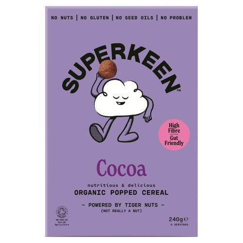Superkeen Organic Cocoa Tiger Nut Cereal 240g (Pack of 3)