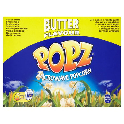 Popz Butter Microwave Popcorn 6 x 90g (Pack of 3)