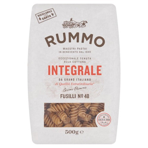 Rummo Wholewheat  Fusilli Integrali Pasta No.48 500g (Pack of 3)