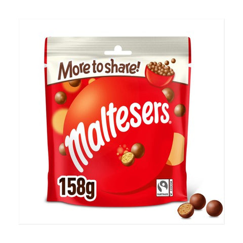 Maltesers Milk Chocolate Honeycomb Sharing Pouch Bag Fairtrade 158g (Pack 3)