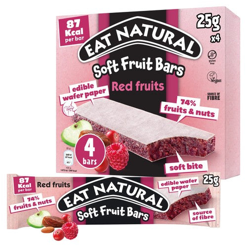 Eat Natural Red Berries Soft Fruit Bars 4 x 25g (Pack of 3)