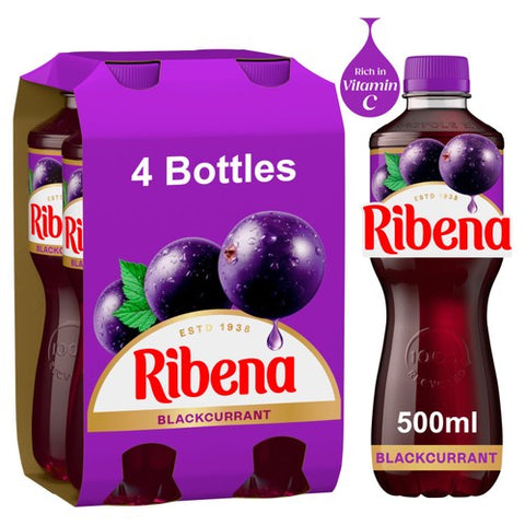 Ribena Blackcurrant Juice Drink Multipack 4 x 500ml (Pack of 2)