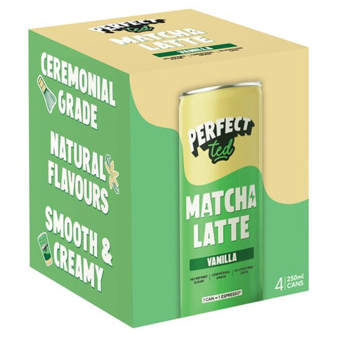 PerfectTed Matcha Latte Vanilla 4 x 250ml (Pack of 2)
