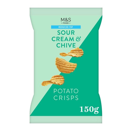 M&S Reduced Fat Sour Cream & Chive Crisps 150g (Pack of 3)