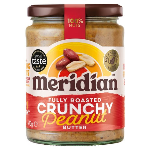 Meridian Crunchy Peanut Butter 100% Nuts 470g (Pack of 3)