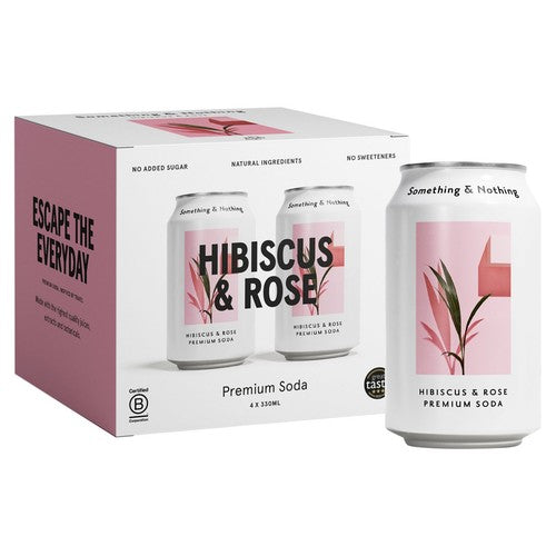 Something & Nothing Hibiscus & Rose Premium Soda 4 x 330ml (Pack of 2)