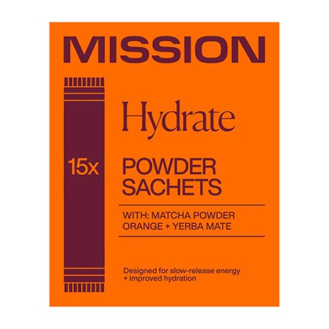 MISSION Hydrate Matcha Powder Sachets with Orange + Yerba Mate 15's (Pack of 3)