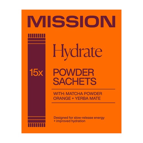 MISSION Hydrate Matcha Powder Sachets with Orange + Yerba Mate 15's (Pack of 3)