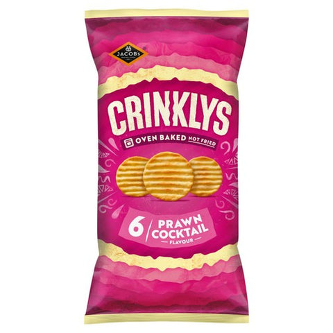 Jacob's Crinklys Prawn Cocktail 30% Less Fat Baked Snacks 6 x 23g (Pack 3)