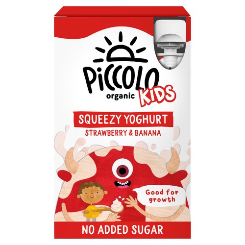 Piccolo Kids Squeezy Yoghurt Strawberry & Banana Multipack 4 x 90g (Pack of 2)