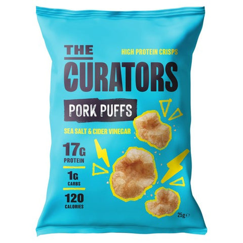 The Curators Salt & Vinegar Pork Puffs 25g (Pack of 6)