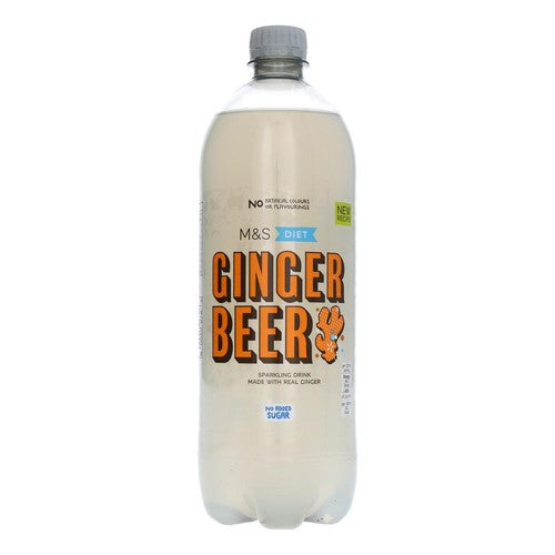 M&S No Added Sugar Diet Sparkling Fiery Ginger Beer 1L (Pack of 2)
