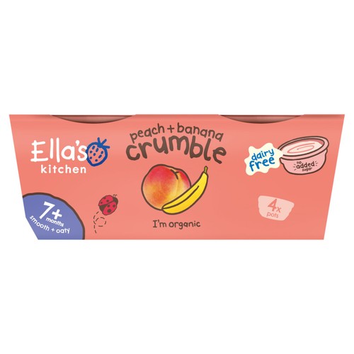 Ella's Kitchen Organic Peach Banana Crumble Multi 7m+, 4 x 80g (Pack 2)