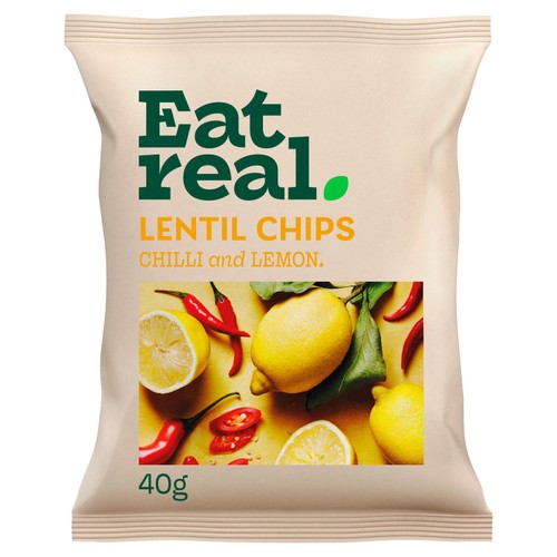 Eat Real Lentil Chilli & Lemon Chips 40g (Pack of 6)
