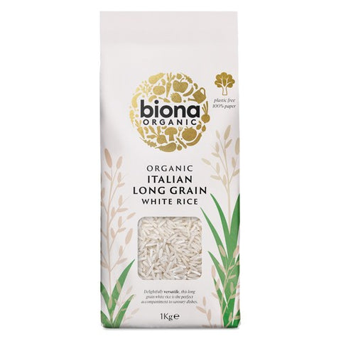 Biona Organic Long Grain Italian White Rice 1kg (Pack of 3)